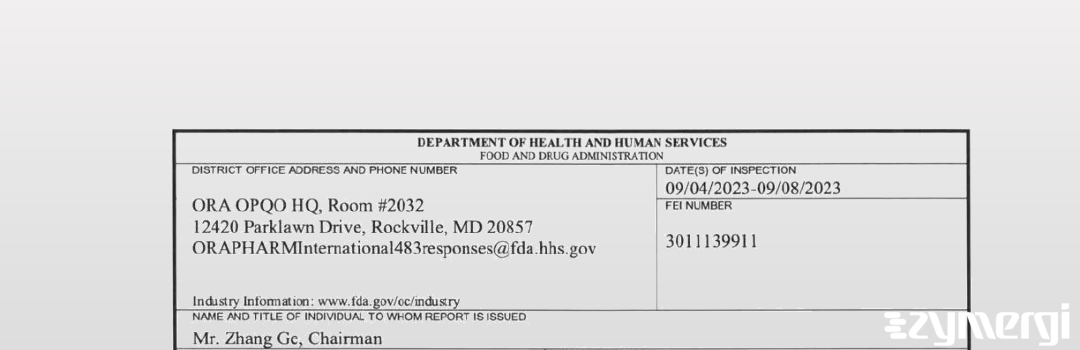 FDANews 483 Sichuan Deebio Pharmaceutical Co., Ltd. Sep 8 2023 top