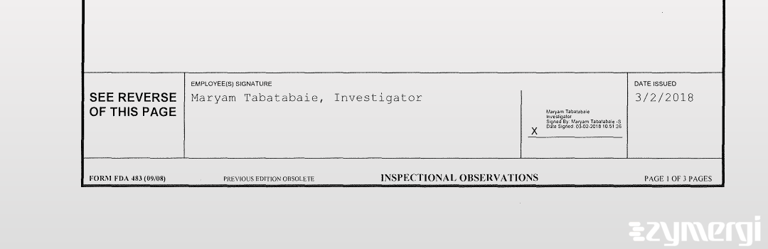 Maryam Tabatabaie FDA Investigator 