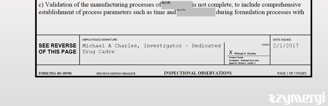 Michael A. Charles FDA Investigator 