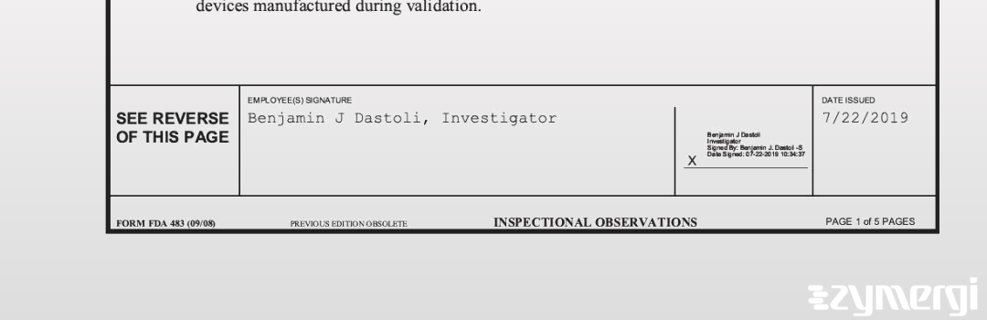 Benjamin J. Dastoli FDA Investigator 