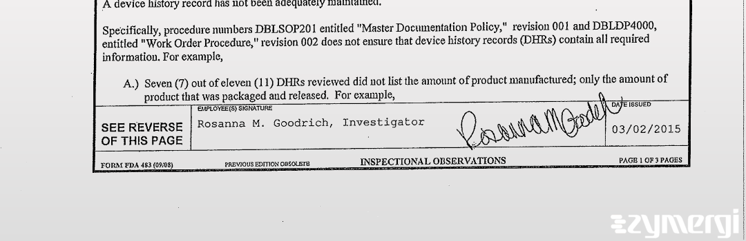 Rosanna M. Goodrich FDA Investigator 