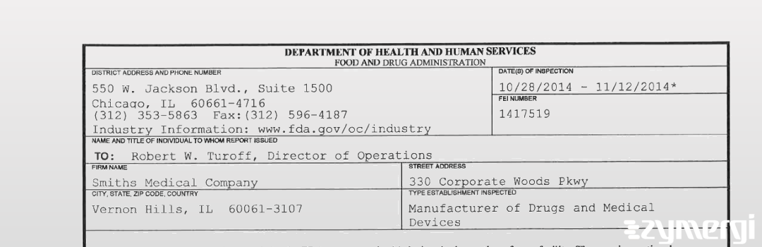 FDANews 483 Smiths Medical Company Nov 12 2014 top