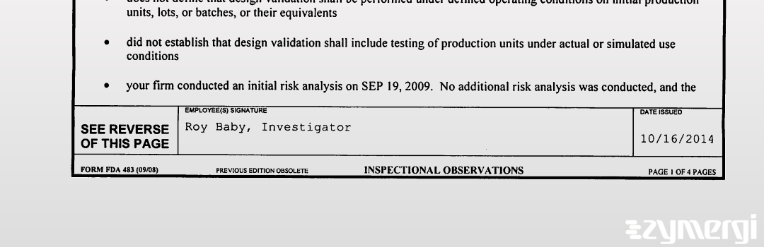 Roy Baby FDA Compliance Officer 