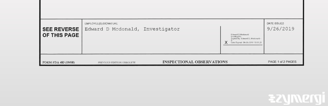 Edward D. McDonald FDA Investigator 