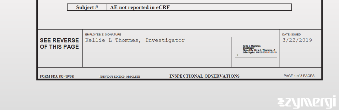 Kellie L. Thommes FDA Investigator 