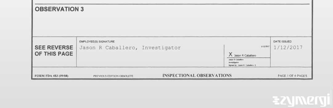 Jason R. Caballero FDA Investigator 