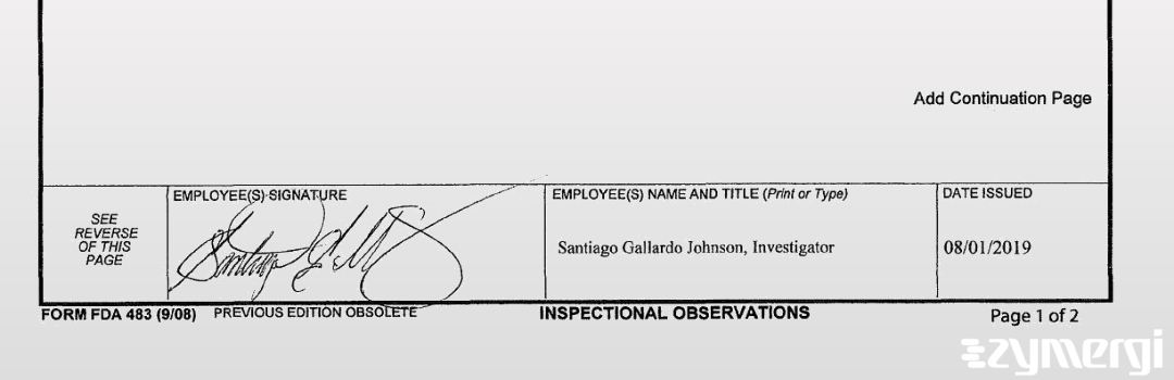 Santiago Gallardo Johnson FDA Investigator Linda Thai FDA Investigator 