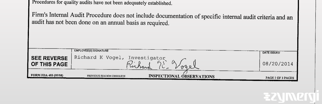 Richard K. Vogel FDA Investigator 