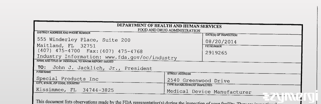 FDANews 483 Special Products Inc Aug 20 2014 top