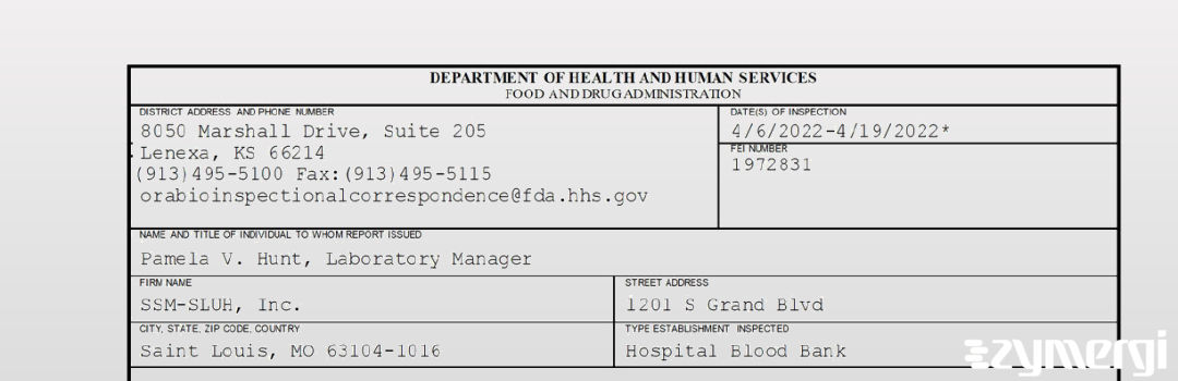 FDANews 483 SSM-SLUH, Inc. Apr 19 2022 top