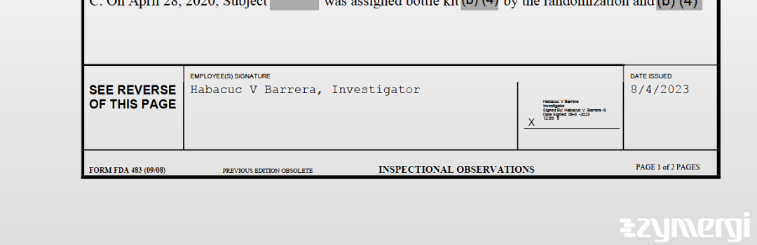 Habacuc V. Barrera FDA Investigator