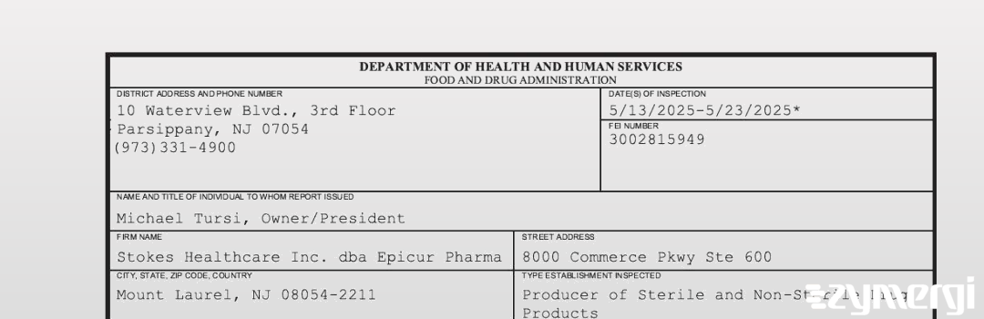 FDANews 483 Stokes Healthcare Inc. May 23 2025 top