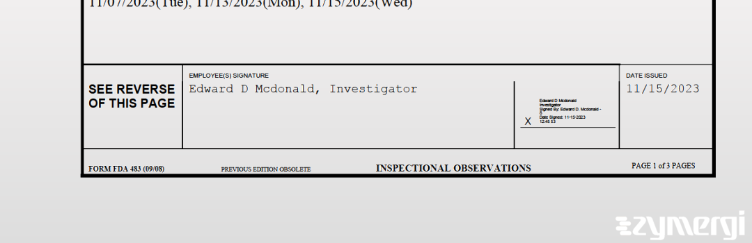 Edward D. McDonald FDA Investigator 