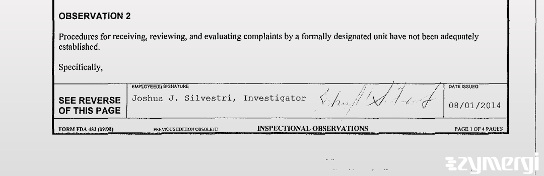 Joshua J. Silvestri FDA Investigator 