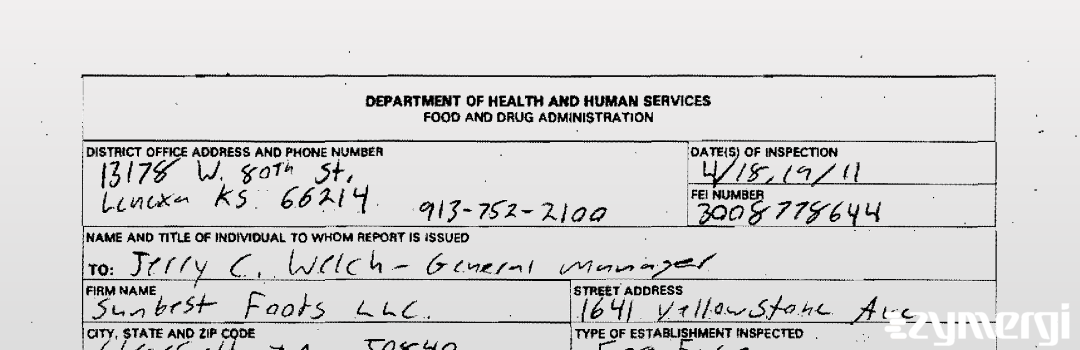 FDANews 483 Sunbest Food LLC Apr 19 2011 top