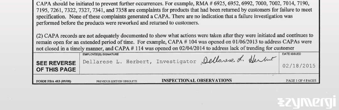 Dellarese L. Herbert FDA Investigator 