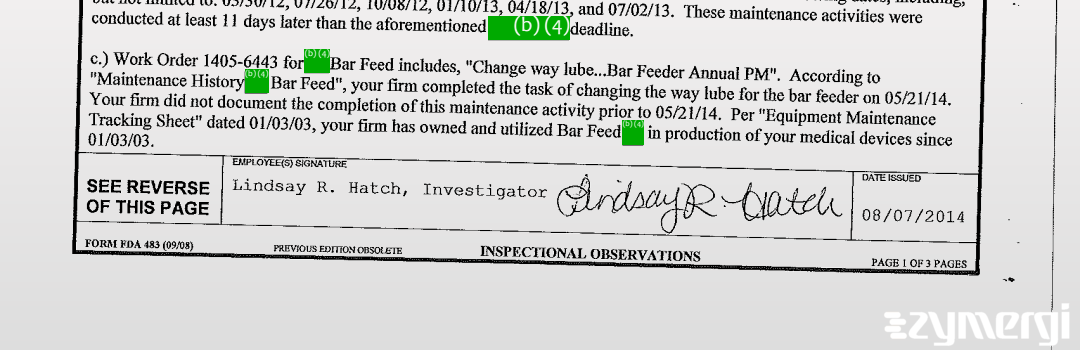 Lindsay R. Hatch FDA Investigator 