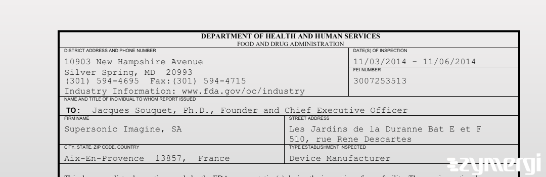 FDANews 483 Supersonic Imagine, SA Nov 6 2014 top