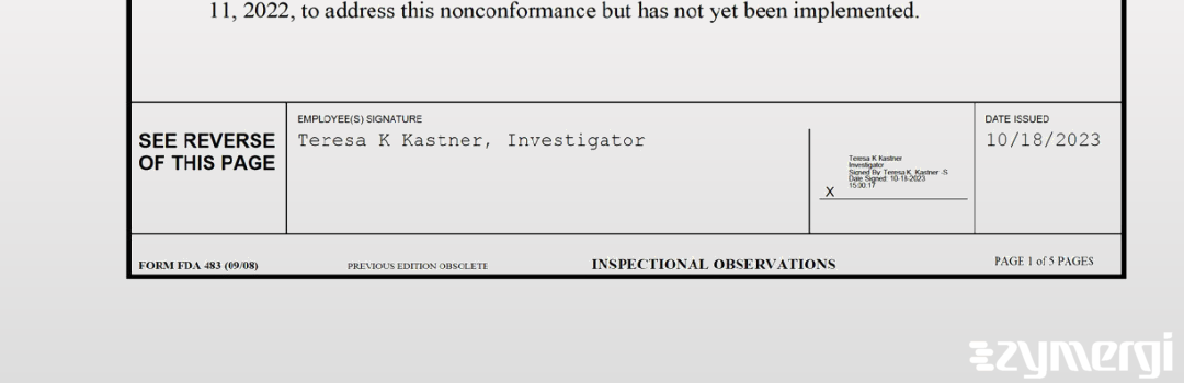 Teresa K. Kastner FDA Investigator 