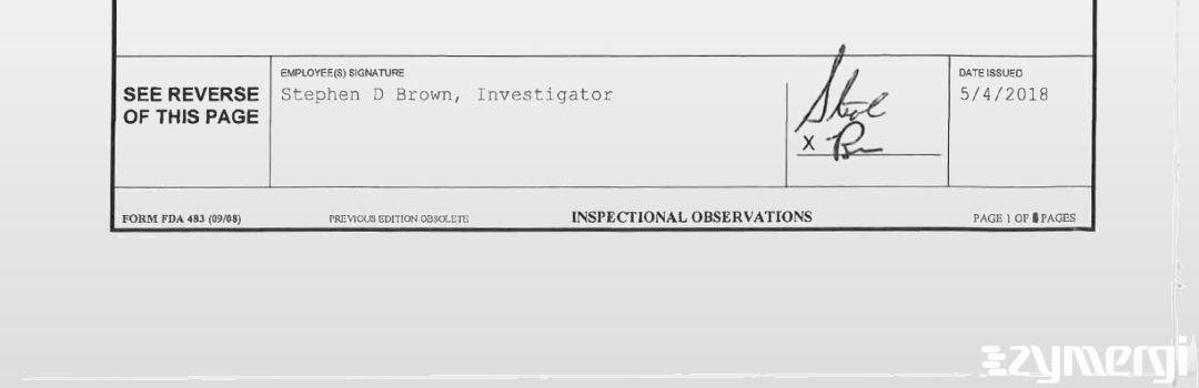 Stephen D. Brown FDA Investigator 