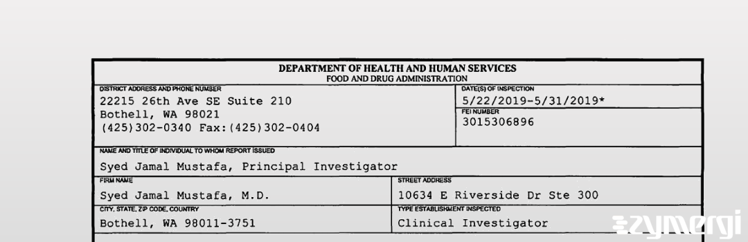 FDANews 483 Syed Jamal Mustafa, M.D. May 31 2019 top