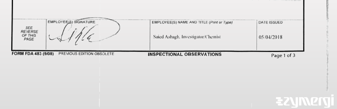 Saied A. Asbagh FDA Investigator 