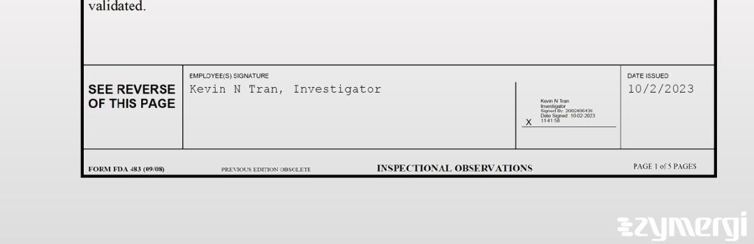 Kevin N. Tran FDA Investigator 