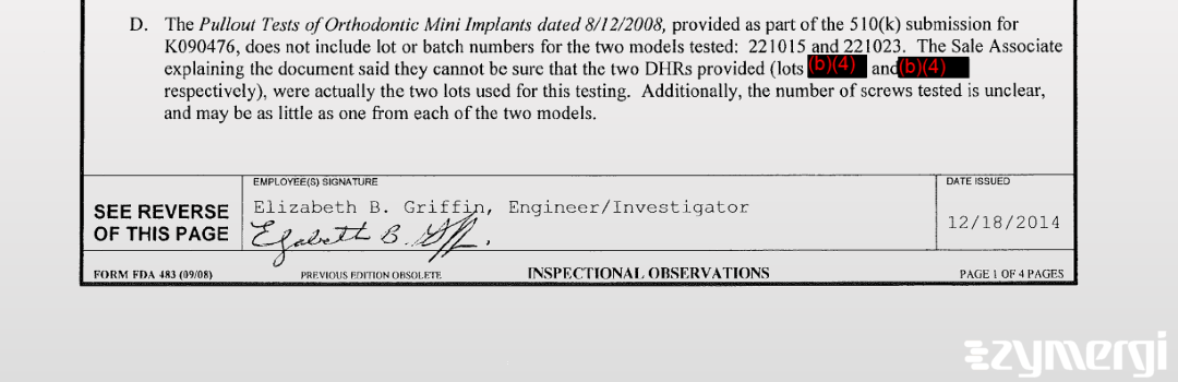 Elizabeth B. Griffin FDA Investigator 