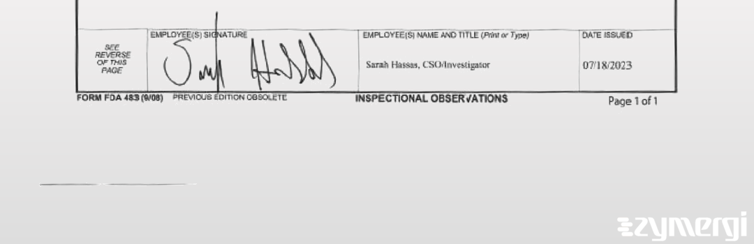 Sarah A. Hassas FDA Investigator 