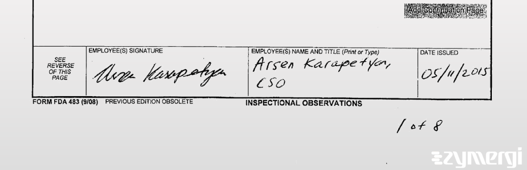 Arsen Karapetyan FDA Investigator