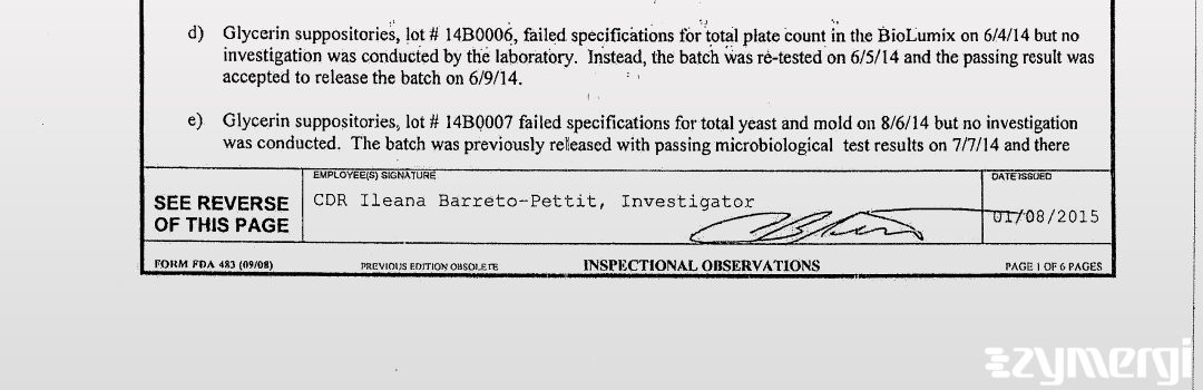 Ileana Barreto-Pettit FDA Investigator 