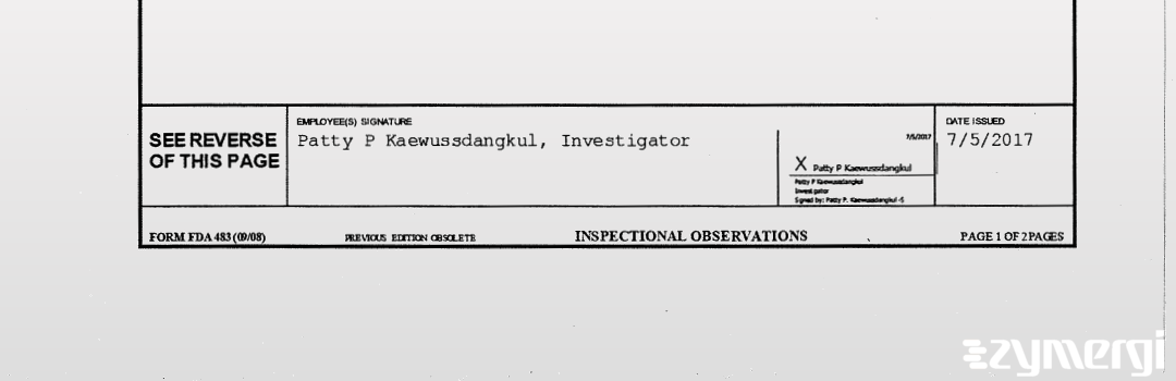 Patty P. Kaewussdangkul FDA Investigator 