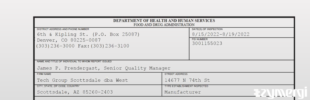 FDANews 483 Tech Group Scottsdale dba West Aug 19 2022 top