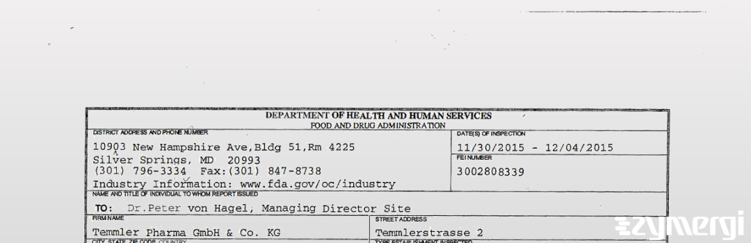 FDANews 483 Temmler Pharma GmbH & Co. KG Dec 4 2015 top