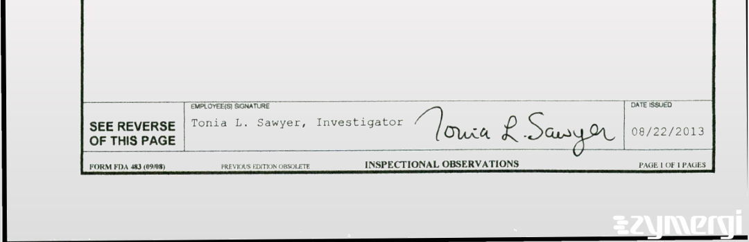 Tonia L. Sawyer FDA Investigator 