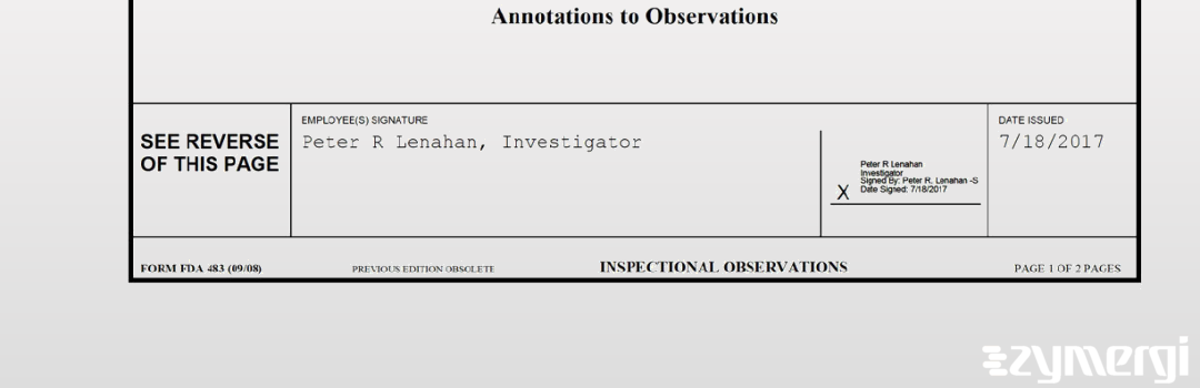 Peter R. Lenahan FDA Investigator 