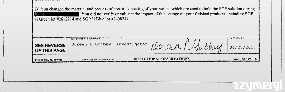 Doreen P. Gubbay FDA Investigator 
