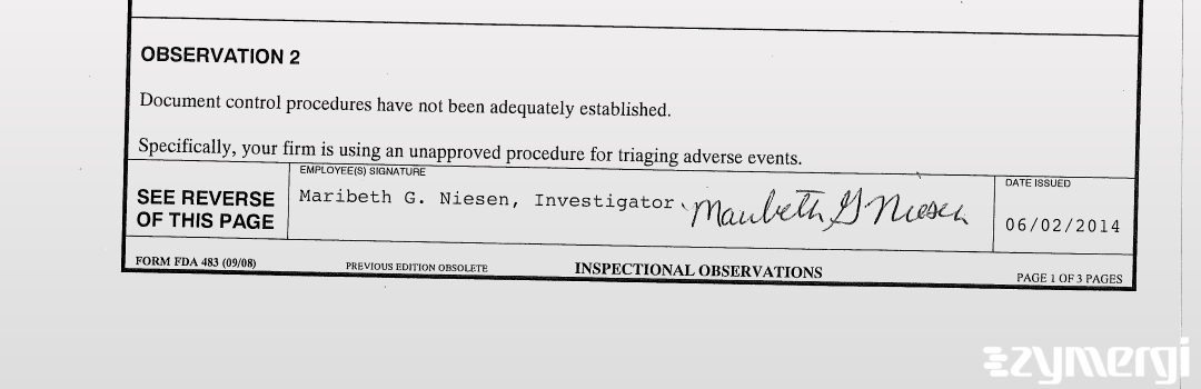 Maribeth G. Niesen FDA Investigator 