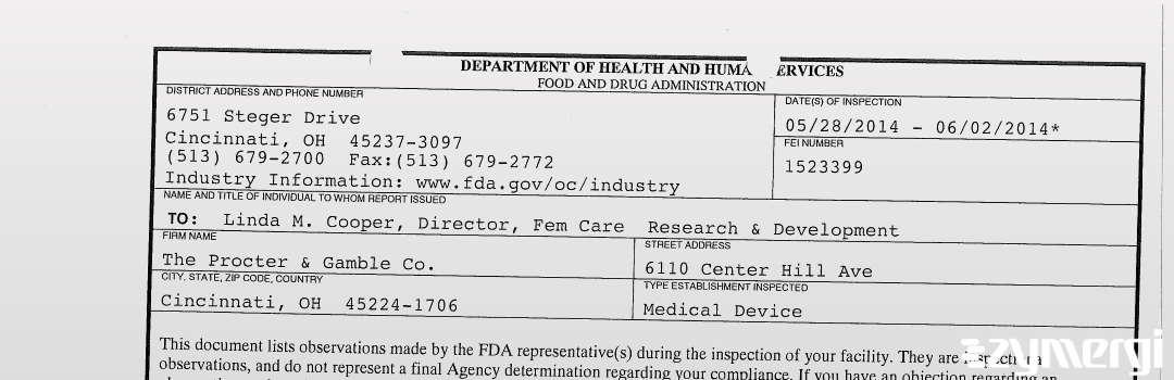 FDANews 483 The Procter & Gamble Co. Jun 2 2014 top