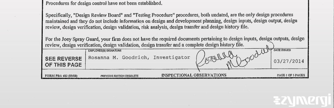 Rosanna M. Goodrich FDA Investigator 