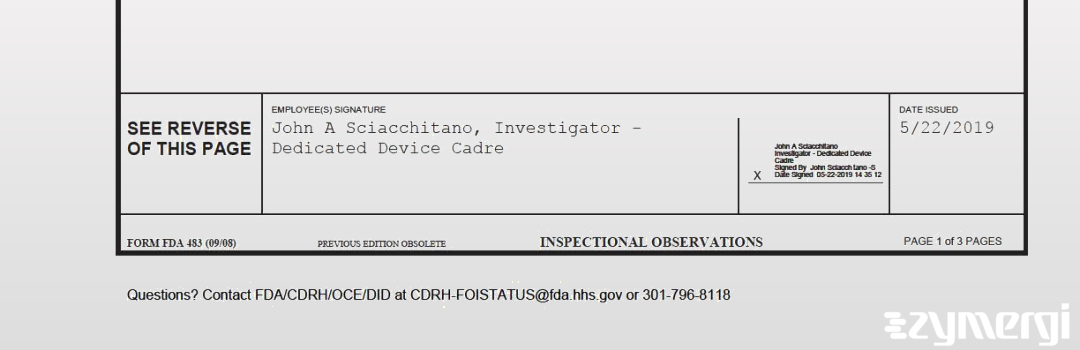 John A. Sciacchitano FDA Investigator 