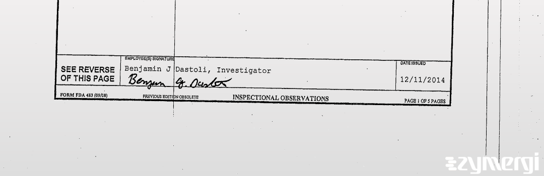 Benjamin J. Dastoli FDA Investigator 