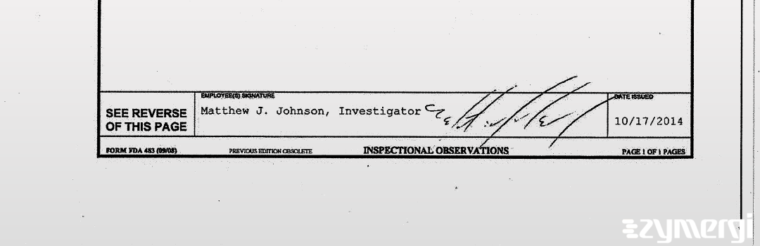 Matthew J. Johnson FDA Investigator 