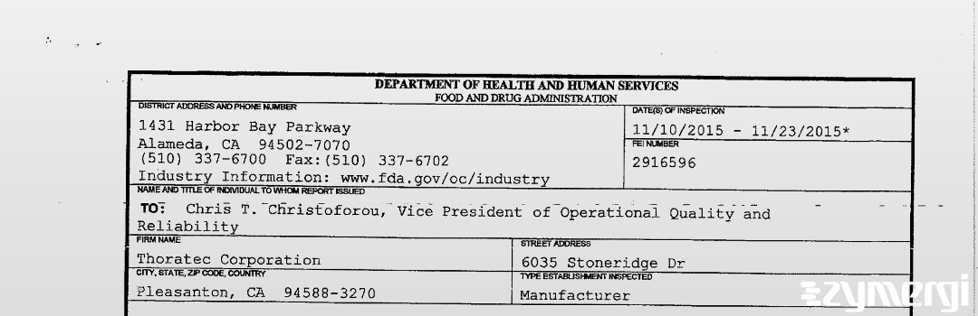 FDANews 483 Thoratec Corporation Nov 23 2015 top
