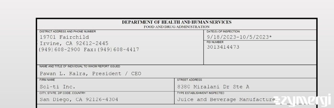 FDANews 483 Sol-ti Inc. Oct 5 2023 top
