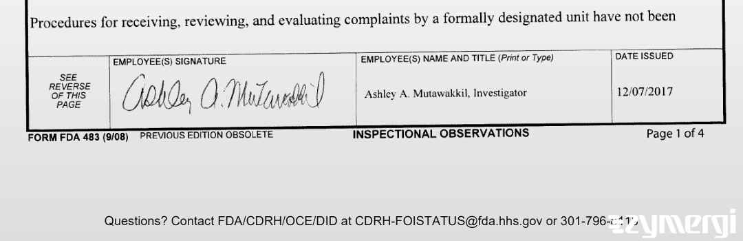 Ashley A. Mutawakkil FDA Investigator 