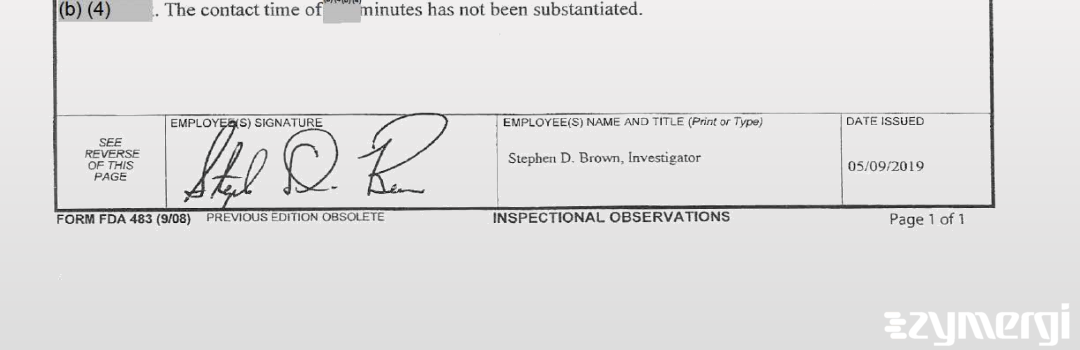 Stephen D. Brown FDA Investigator 