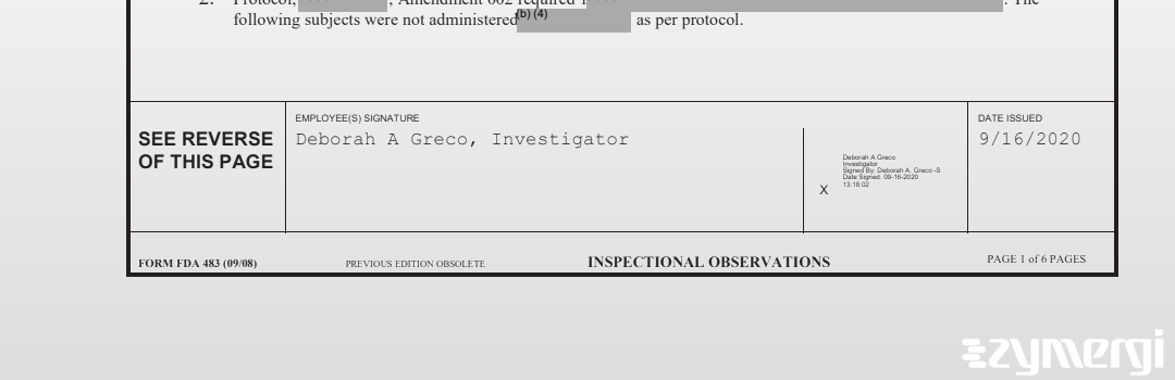 Deborah A. Greco FDA Investigator 