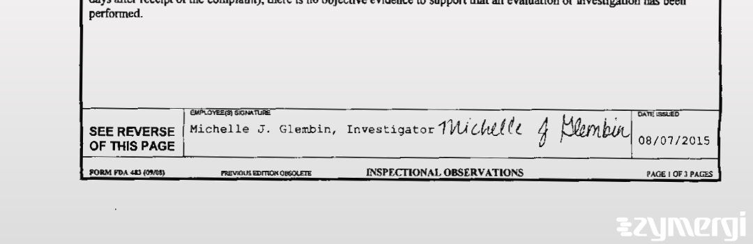 Michelle J. Glembin FDA Investigator 