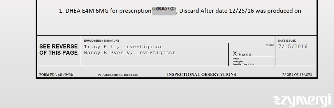 Tracy K. Li FDA Investigator Nancy E. Byerly FDA Investigator